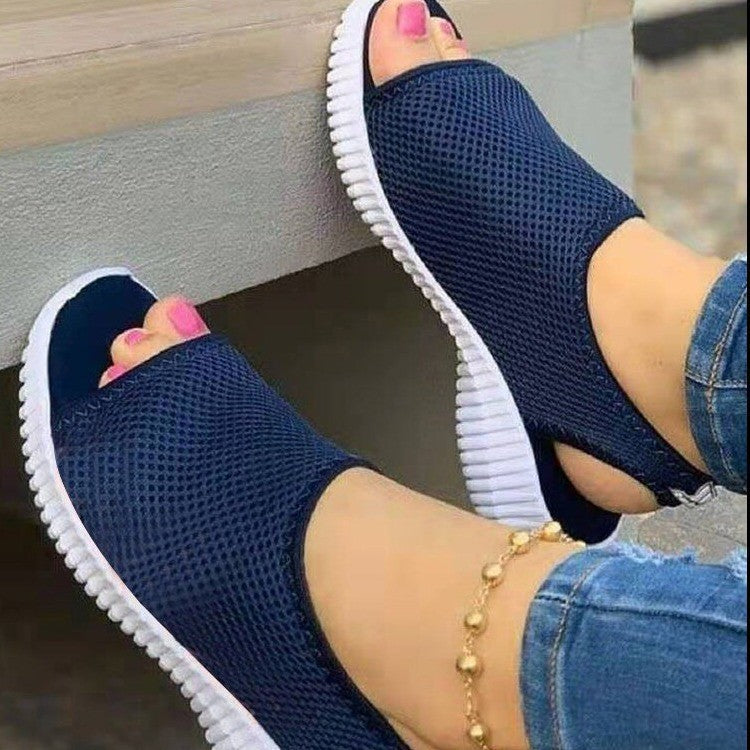 Damen nan atmungsaktive Netzstoff-Sandalen mit offener Zehenpartie und flexibler Fersenlasche Echo Archiv