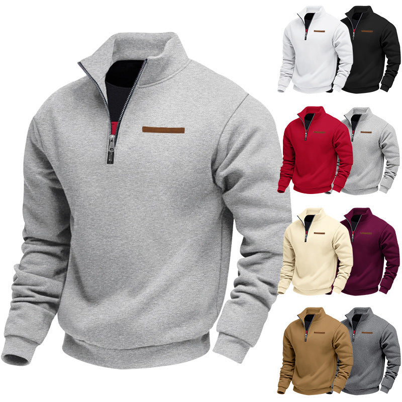 Herren Fleece Pullover mit hohem Kragen und Reißverschluss Echoarchiv