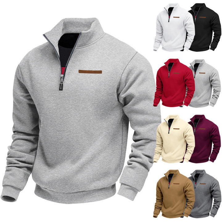 Herren Fleece Pullover mit hohem Kragen und Reißverschluss Echoarchiv