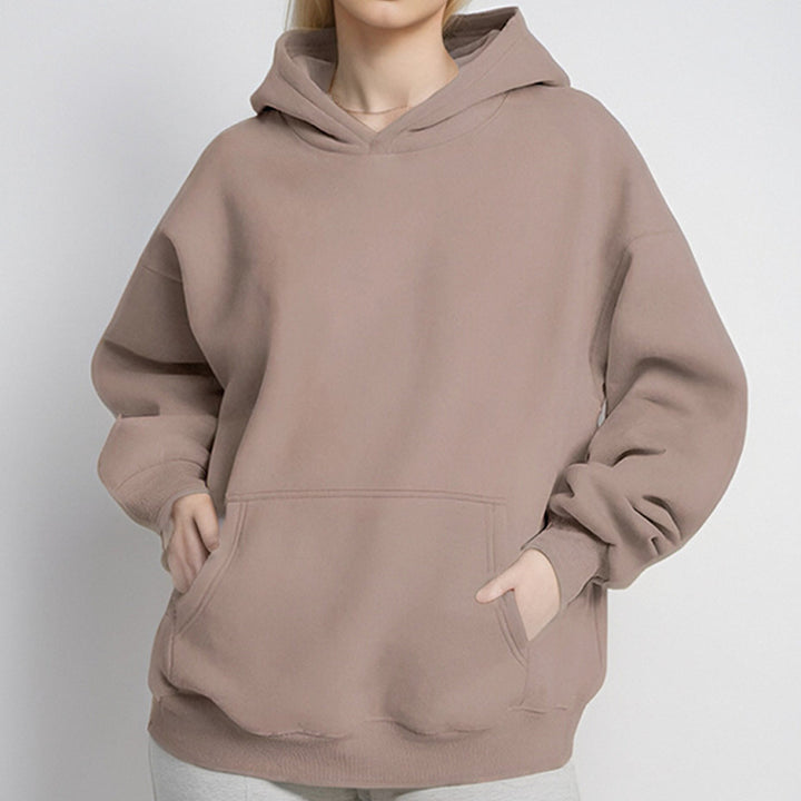 Damen nan lockerer Kapuzenpullover aus French Terry mit tiefer Schulterpassform und Kängurutasche Echo Archiv