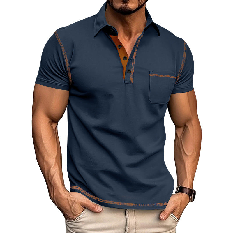 Herren modisches Polohemd mit modernem Kragen und praktischer Brusttasche Echoarchiv