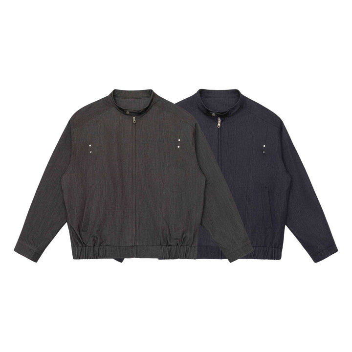 Unisex Kurz geschnittener Denim-Utility-Blouson mit Funnelkragen und Tunnelzugsaum Echoarchiv