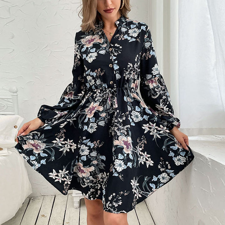 Damen Blumiges Hemdblusenkleid mit Bindegürtel Echo Archiv