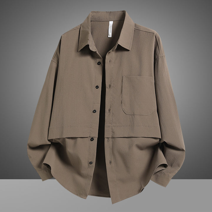 Herren Lässige Overshirtjacke mit weitem Schnitt und praktischer Brusttasche Echoarchiv
