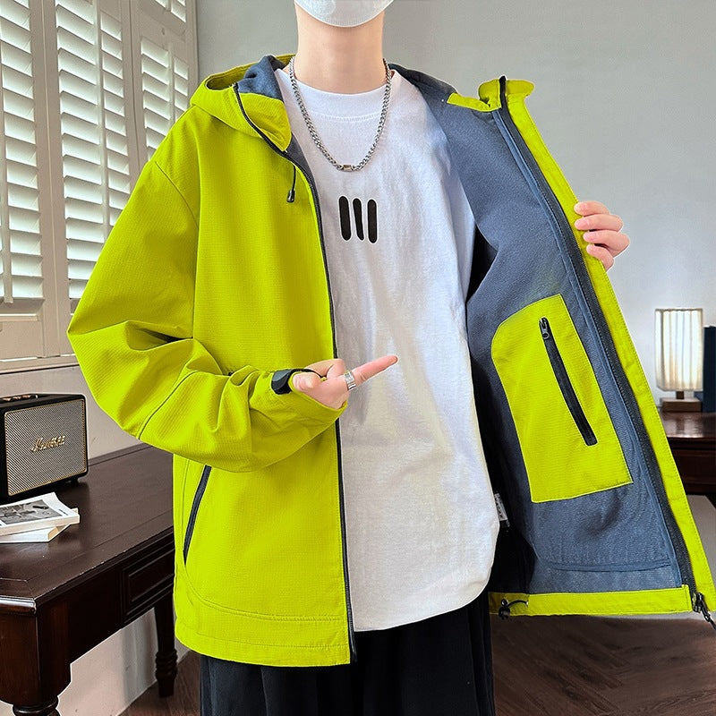 Herren Boxy-Kapuzen-Softshelljacke mit verdecktem Reißverschluss, Multifunktionalen Zipper-Taschen & Oversize-Schnitt Echoarchiv