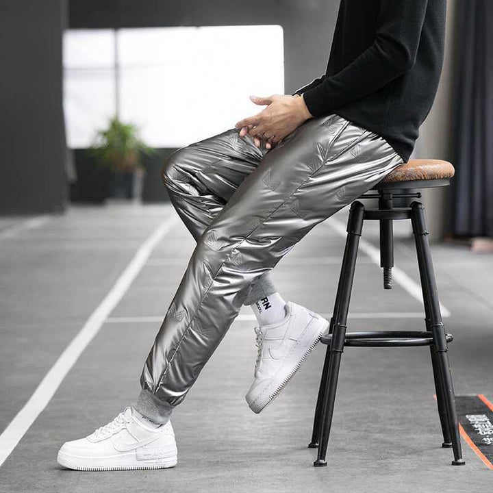 Herren Isolierte Nylon-Jogginghose mit gesteppter Thermofütterung, Tunnelzug & elastischen Bündchen Echoarchiv