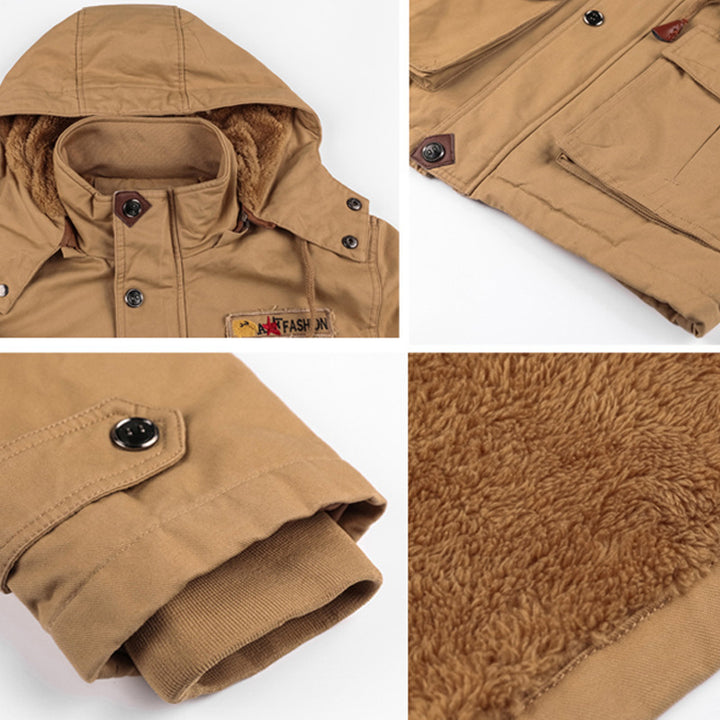 Herren urbaner Thermo-Canvasparka mit durchgehendem Plüschfutter und Utility‑Taschen Echo Archiv