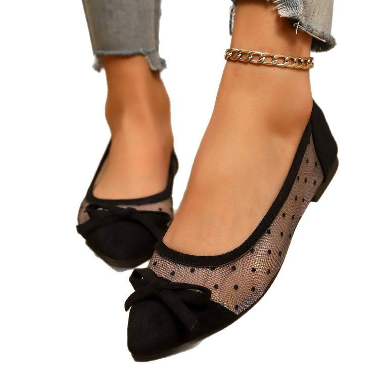 Damen  spitze Ballerina-Slipper mit transparentem Mesh und gepolstertem Fußbett Echo Archiv
