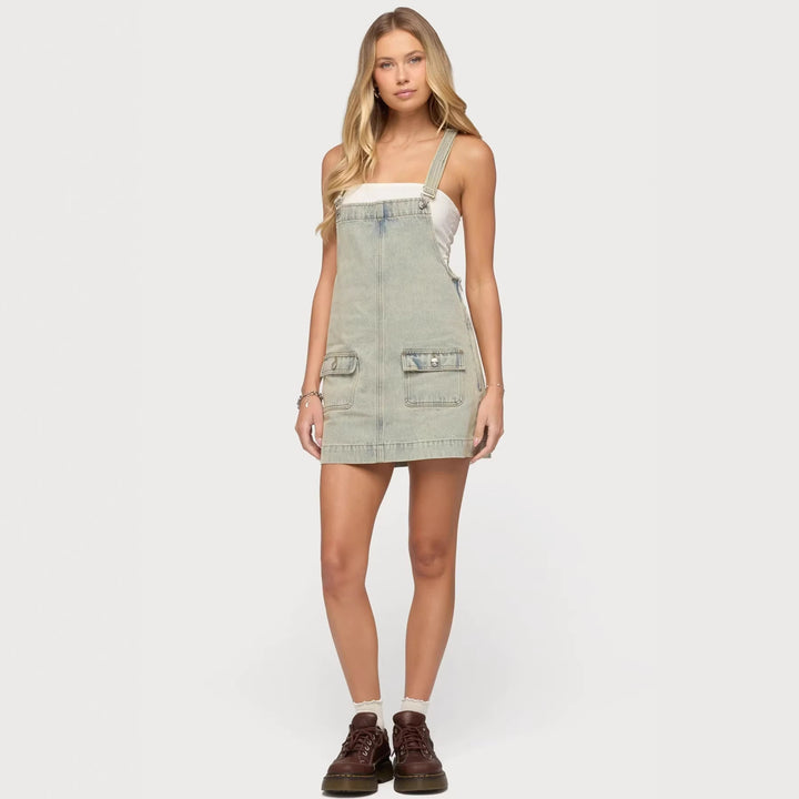 Damen Lässiges Jeanskleid mit praktischen Taschen und verstellbaren Trägern Echo Archiv