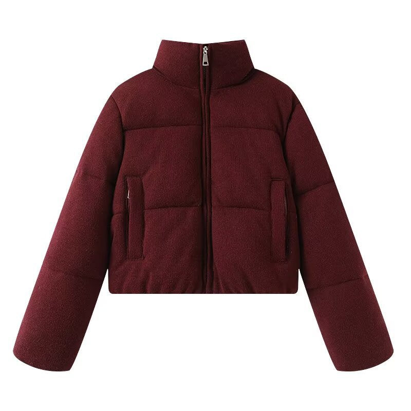 Damen Cropped wattierte Jacke mit Stehkragen und verdecktem Reißverschluss Echoarchiv