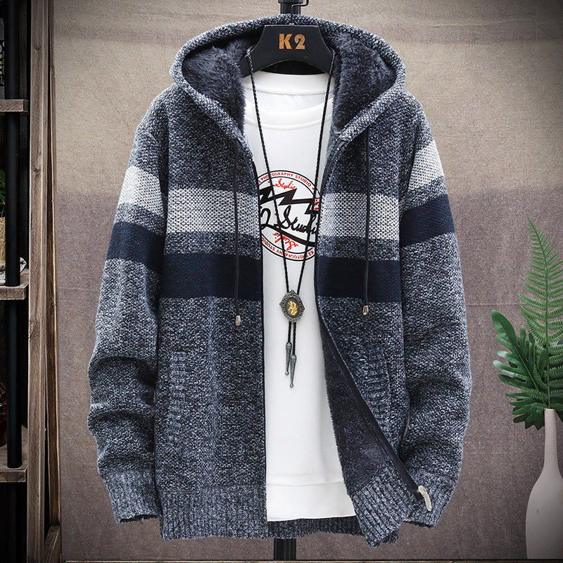 Herren Fleece-Hoodie mit hohem Kragen und Struktur Echoarchiv