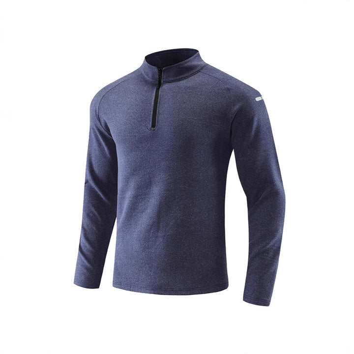 Herren Atmungsaktives Funktions-Langarmshirt mit Stehkragen und kurzem Reißverschluss Echoarchiv