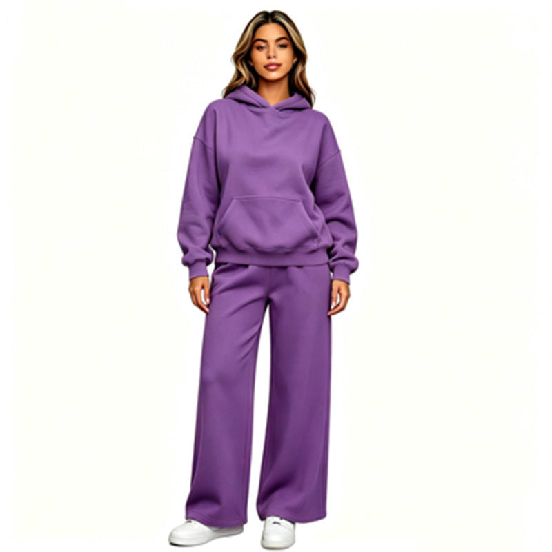 Damen Lässiger Kapuzenpullover mit weiten Hosen Echoarchiv