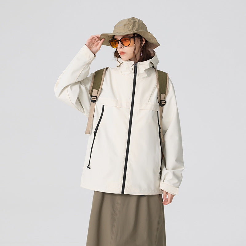 Herren Minimalistische Hybrid‑Regenjacke mit verstaubarer Kapuze und atmungsaktiver Membran Echo Archiv
