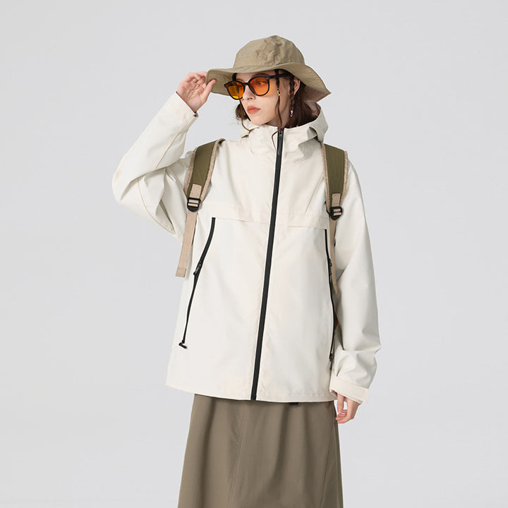 Herren Minimalistische Hybrid‑Regenjacke mit verstaubarer Kapuze und atmungsaktiver Membran Echo Archiv