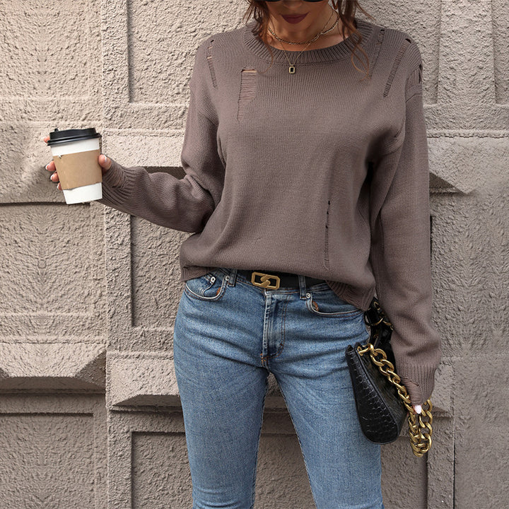 Damen Oversize-Feinstrickpullover mit dezenten Destroyed-Details Echoarchiv
