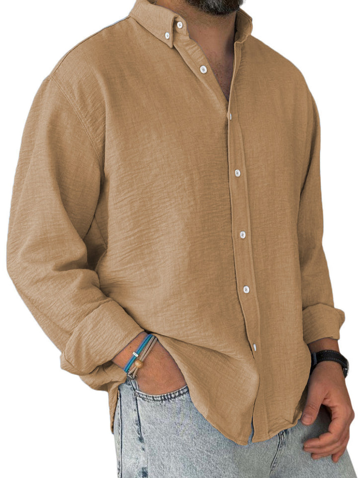 Herren nan leichtes Baumwoll-Leinen-Hemd mit Button-Down-Kragen und entspannter Relaxed-Fit Echo Archiv