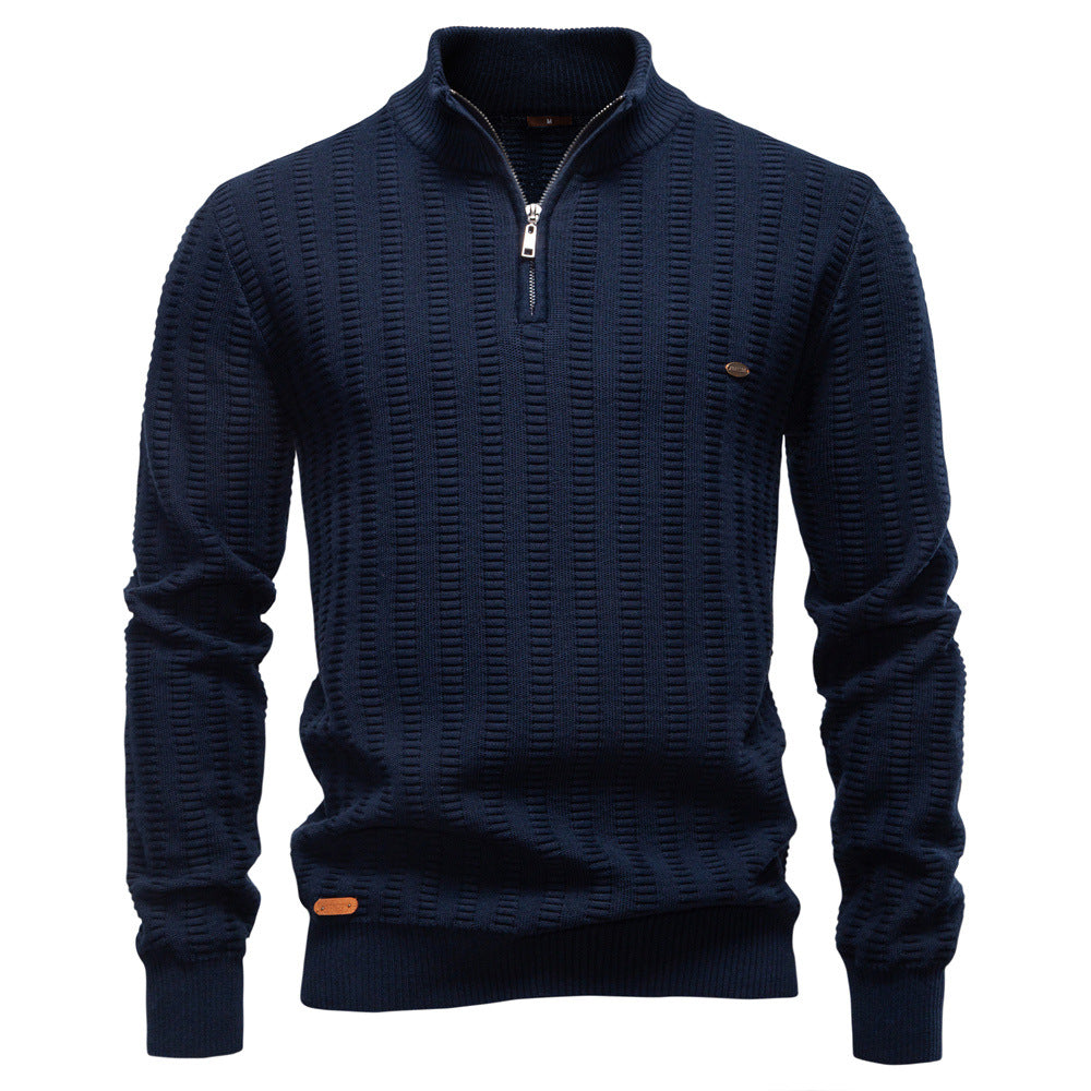 Herren Pullover mit strukturiertem Design und halbem Reißverschluss Echoarchiv