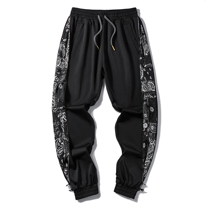 Herren Locker geschnittene Streetstyle Jogginghose mit Bandana‑Seiteneinsatz und elastischem Saum – Sorevano