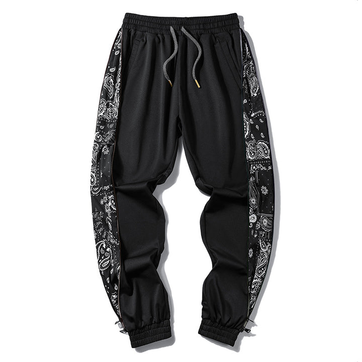 Herren Locker geschnittene Streetstyle Jogginghose mit Bandana‑Seiteneinsatz und elastischem Saum – Sorevano