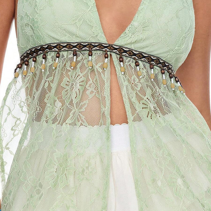 Damen verführerisches Spitzen-Haltertop mit raffinierten Beaded-Details Echo Archiv