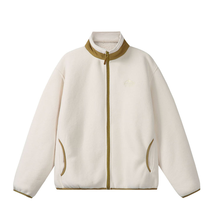 Unisex Oversize Fleece-Zipjacke mit Stehkragen und Kontrastpaspel Echoarchiv