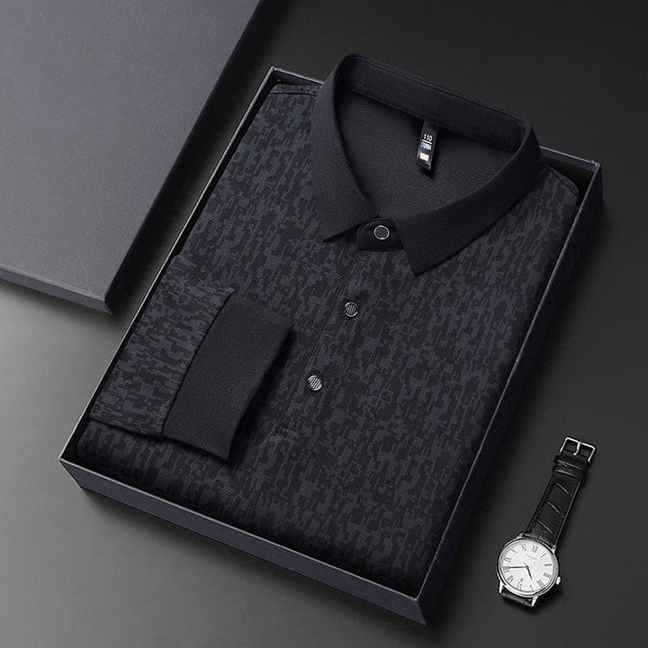 Herren Polohemd mit modernem Strukturdesign und komfortablem Schnitt Echoarchiv