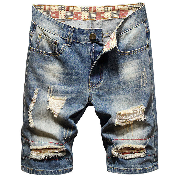 Herren Destroyed Denim-Shorts mit stylischen Rissen und Vintage-Details Echoarchiv