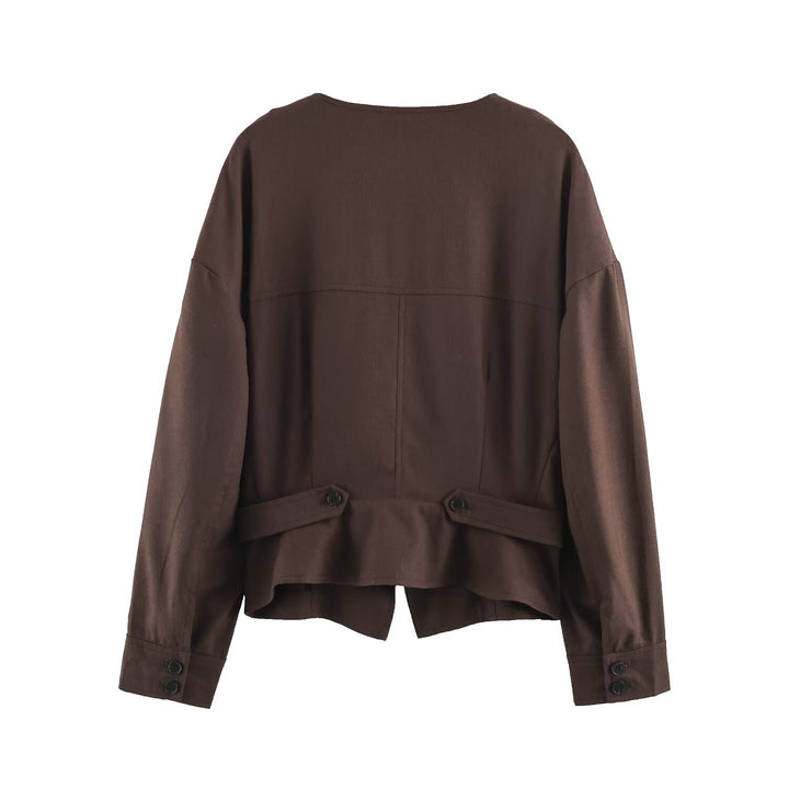 Damen Asymmetrische Wickeljacke mit dekorativer Knopfleiste und überschnittenen Schultern Echo Archiv