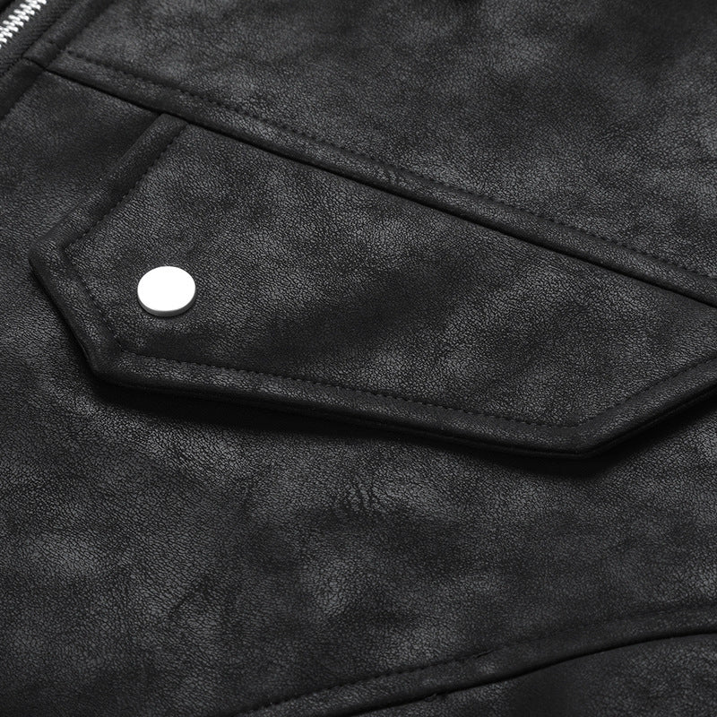 Herren lässige Kunstlederjacke mit praktischen Taschen Echoarchiv