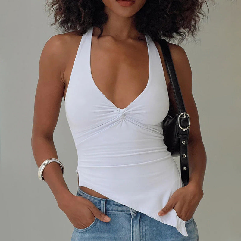 Damen lässiges Trägershirt mit asymmetrischer Naht und raffiniertem Twist Echo Archiv