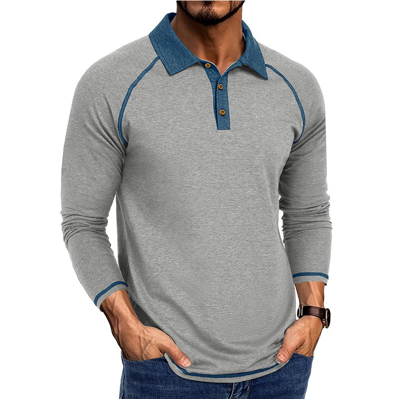 Herren Polo-Hemd mit kontrastierendem Kragen und langem Arm Echoarchiv