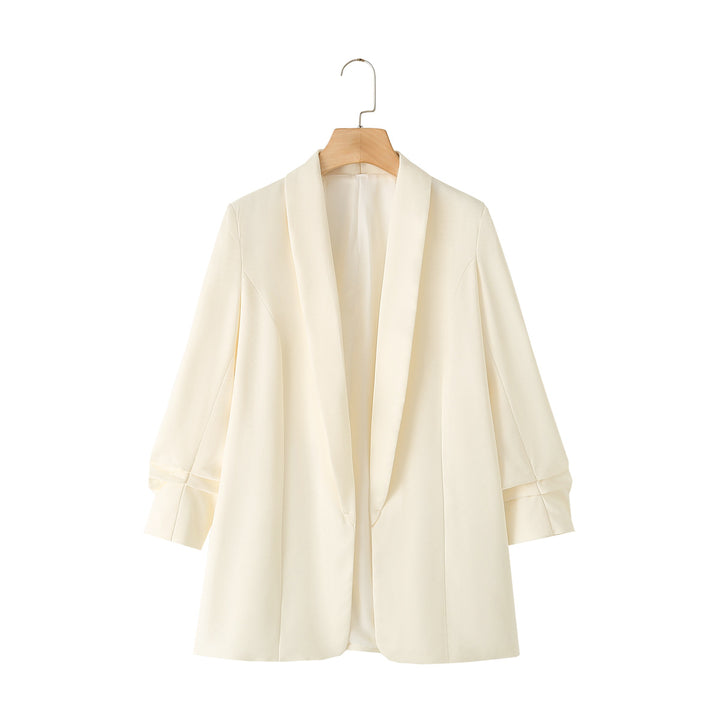 Damen lässiger Oversize-Blazer mit Schalkragen, offenem Schnitt und 3/4-Ärmeln – Valéne