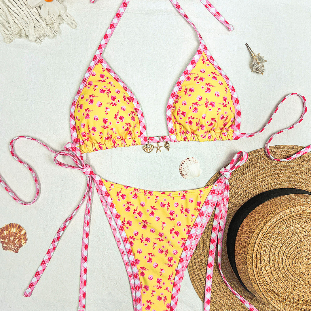 Damen Triangel-Bikini mit floralem Design und Rüsche Echo Archiv