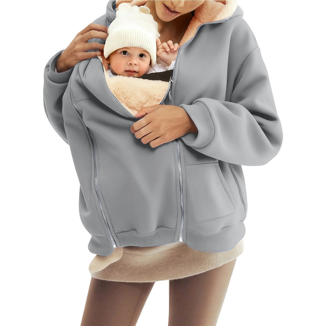 Damen nan Babytrage-Hoodie mit Teddyfutter und Zweiwege-Reißverschluss Echo Archiv