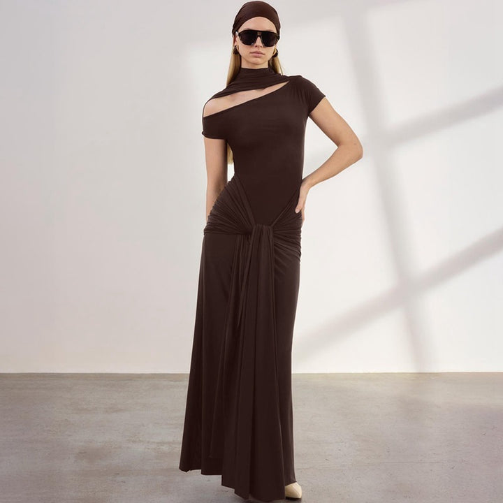 Damen Elegantes Langarm-Maxikleid mit raffiniertem Knotendesign Echo Archiv
