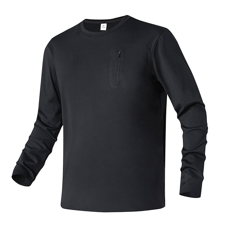 Herren Langarm Funktionsshirt mit feuchtigkeitsableitendem Material und Reißverschlusstasche Echoarchiv