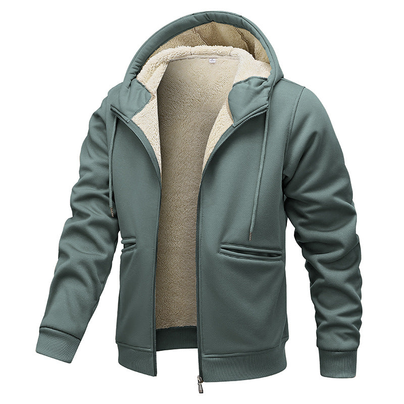 Herren gep padded Hoodie-Jacke im Bomber-Stil mit hochflorigem Teddy-Innenfutter und Taschen mit Handwärmer-Paspel – Brevano
