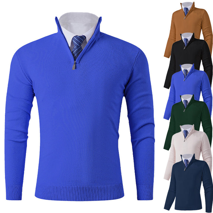 Herren eleganter Stehkragenpullover mit Reißverschluss Echoarchiv