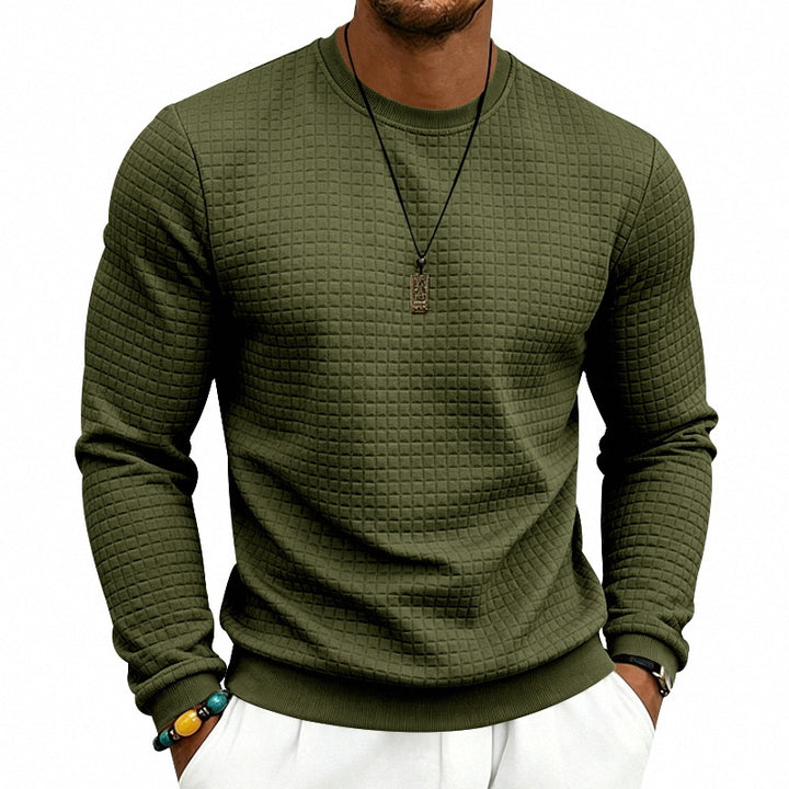 Herren Strukturiertes Rundhals-Sweatshirt mit Waffelstruktur und Rippbündchen Echoarchiv