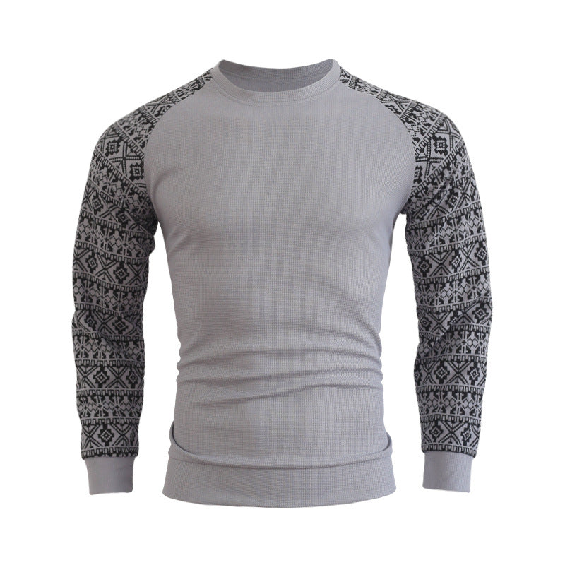 Herren modischer Langarmpullover mit grafischem Muster und Rundhalsausschnitt Echoarchiv