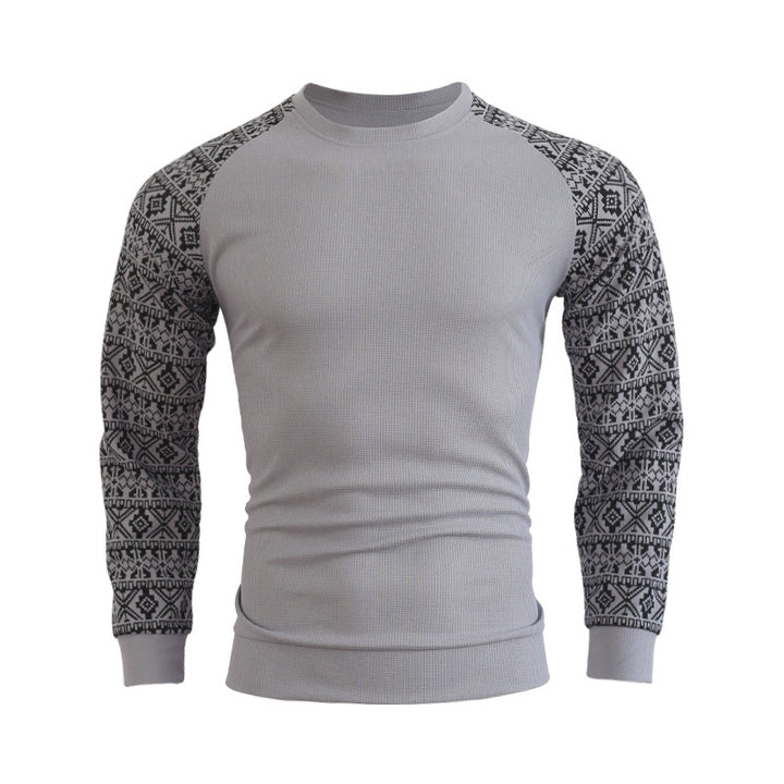 Herren modischer Langarmpullover mit grafischem Muster und Rundhalsausschnitt Echoarchiv