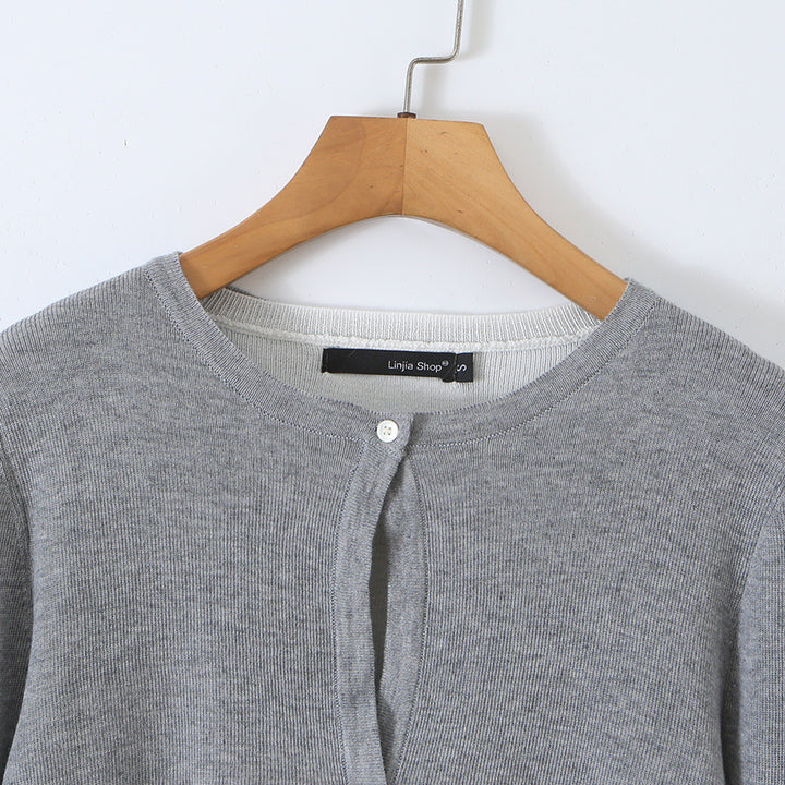 Damen Feinstrick-Bolero mit eingearbeitetem Hemd-Panel und Knopfdetails Echoarchiv