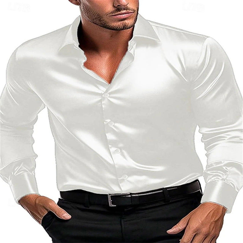 Herren Satin-Hemd mit klassischem Kragen Echoarchiv