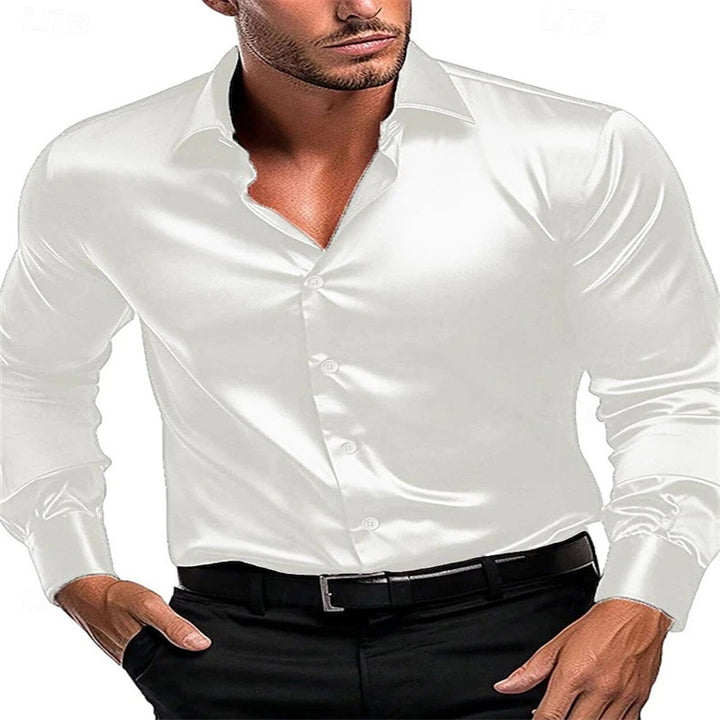 Herren Satin-Hemd mit klassischem Kragen Echoarchiv