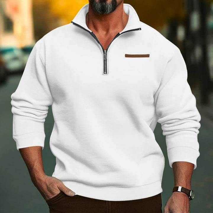 Herren Sweatshirt mit halbem Reißverschluss und modernem Kragen Echoarchiv