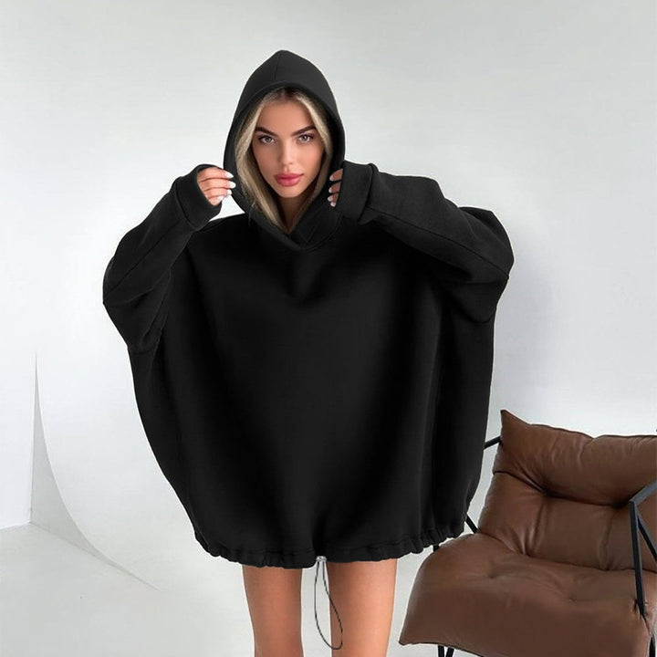 Damen Oversize-Kapuzenpullover mit verstellbarem Tunnelzugsaum – Avérine