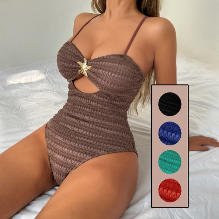 Damen Einteiliger Badeanzug mit modischem Cut-Out und verspieltem Sternen-Detail Echo Archiv