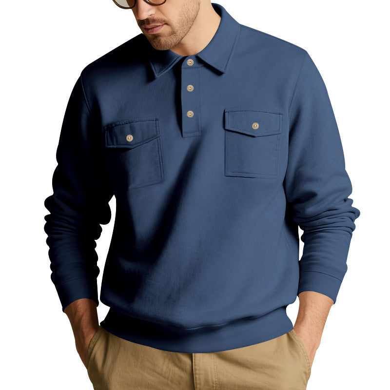 Herren nan Pullover mit Polokragen und aufgesetzten Brusttaschen Echo Archiv