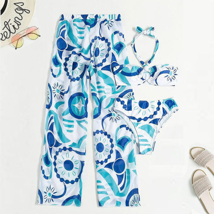 Damen Bikini-Set mit Bandeau-Oberteil und weitem Beinausschnitt Echo Archiv